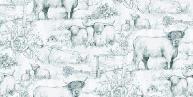Springs Creative - Highland Toile by Susan Winget Designs Cotton Fabric- 100% Cotton - Fabric- continuous cuts