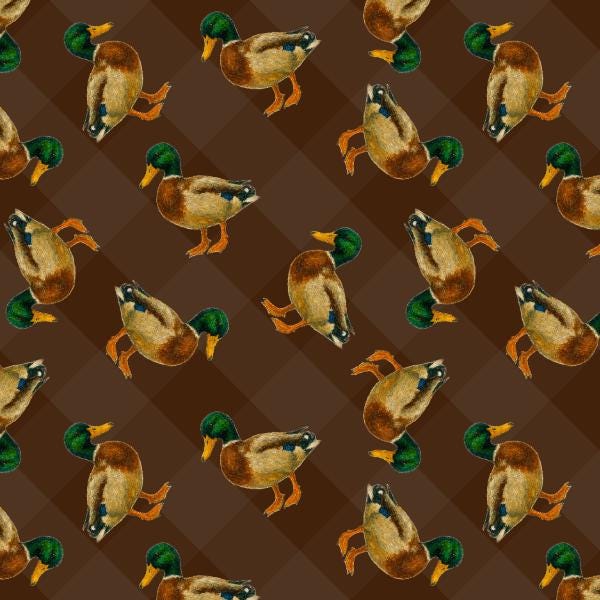 Mallard Ducks print cotton fabric- 100% Cotton- Drewie Pie Fabrics