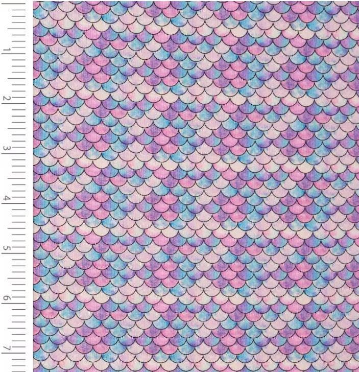 Mermaid Multi Scales cotton fabric- 100% Cotton - continuous cuts