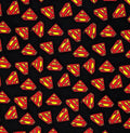 Superman Logos on Black 100% Cotton Fabric - Continuous Cuts Licensed Fabric