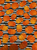 Pumpkins on Black and White Stripes Cotton Fabric-100% Cotton -