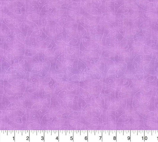 Purple Tonal Swirl Hearts - 100% Cotton Continuous cuts - Fabric Traditions