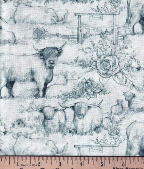 Springs Creative - Highland Toile by Susan Winget Designs Cotton Fabric- 100% Cotton - Fabric- continuous cuts