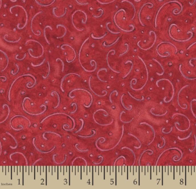 Springs Creative - Calico Red by Susan Winget Designs continuous cuts -100% Cotton -