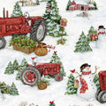 Farm Tractors Barn Christmas Susan Winget Cotton fabric 100% Cotton - continuous cuts
