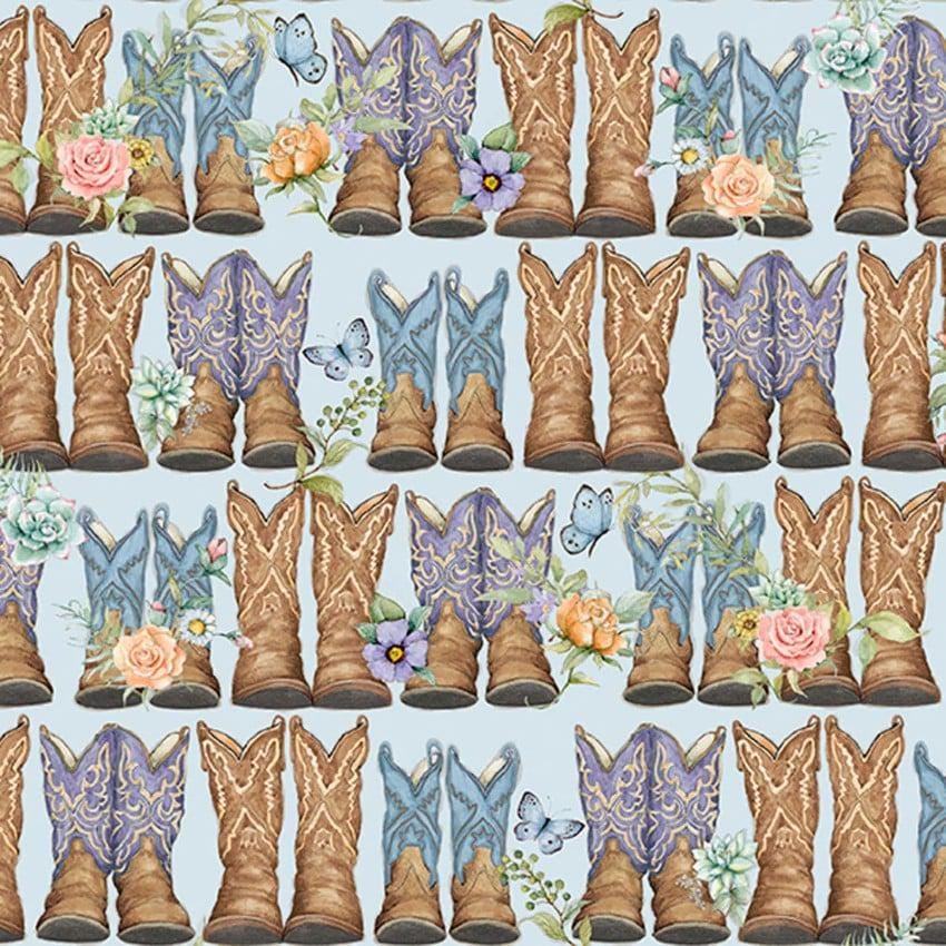 Cowboy Cowgirl Boots Springs Creative - Highland Ranch by Susan Winget Designs Cotton Fabric- 100% Cotton - Fabric- continuous cuts