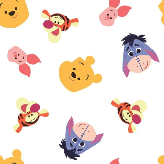 Winnie the Pooh Sweet Head Toss Fabric Group Pack Cotton Fabric- 100% Cotton - continuous cuts Licensed Fabric