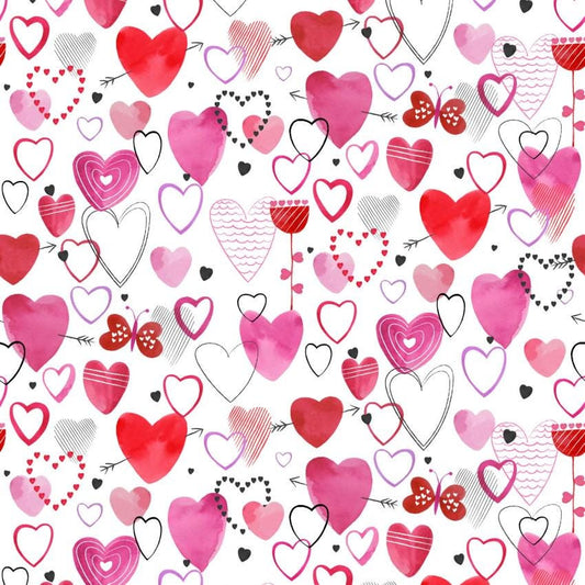 Love Matters 100% Cotton Fabric -  Designer: Claudia Bianchi Continuous Cuts