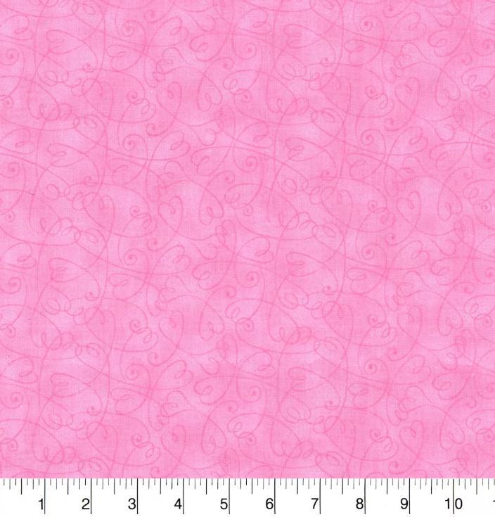 Pink Tonal Swirl Hearts - 100% Cotton Continuous cuts - Fabric Traditions Blender