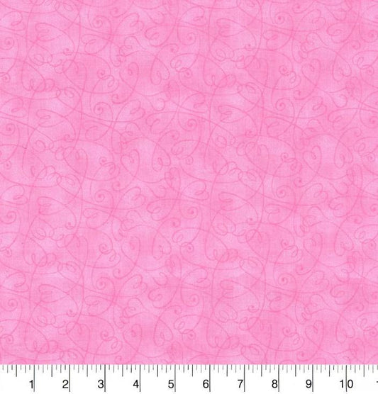 Pink Tonal Swirl Hearts - 100% Cotton Continuous cuts - Fabric Traditions Blender