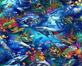 Ocean Themed 100% Cotton Fabric Material - Continuous Cuts OF-The Deep 59-7791 Ocean Life