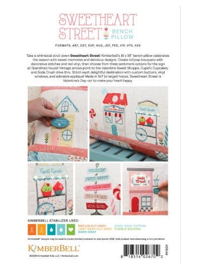 Kimberbell Sweetheart Street Bench Pillow Necessities, Digital Files and/or the Embellishments Designers: Kim Christopherson, KimberBell