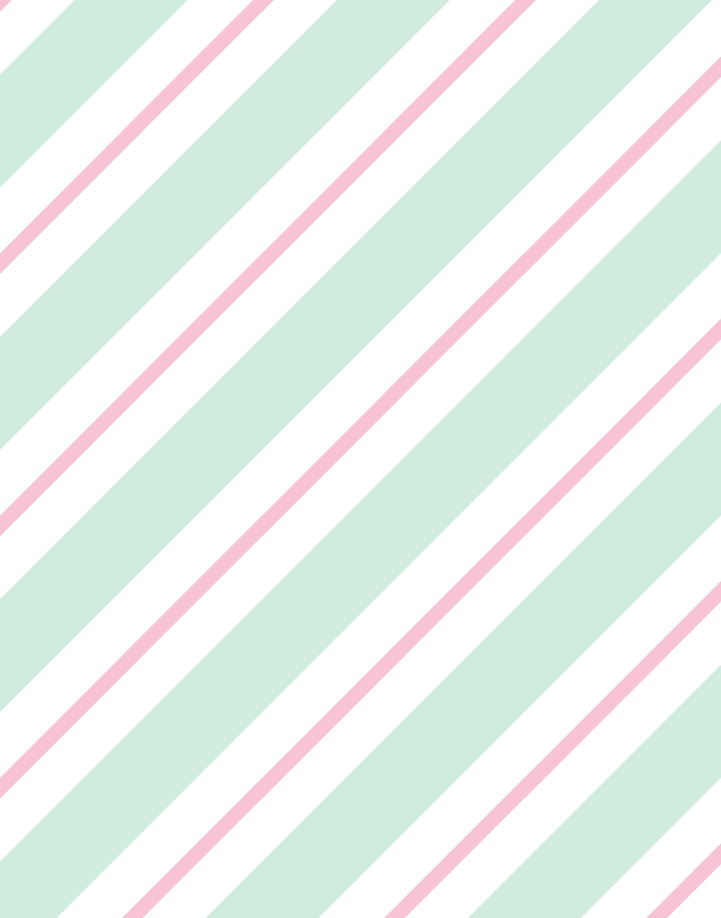 Wonderland Candy Cane Stripe Christmas Cotton fabric-   Fat Quarters - By the 1/2 Yard- 100% Cotton - Continuous Cuts