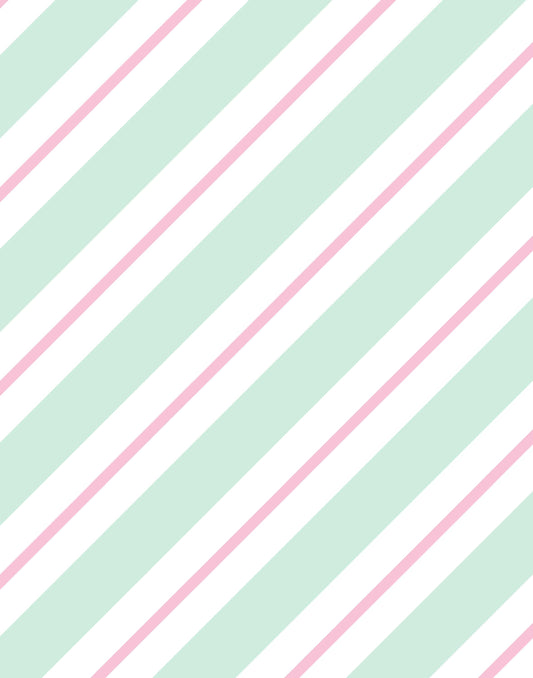 Wonderland Candy Cane Stripe Christmas Cotton fabric-   Fat Quarters - By the 1/2 Yard- 100% Cotton - Continuous Cuts