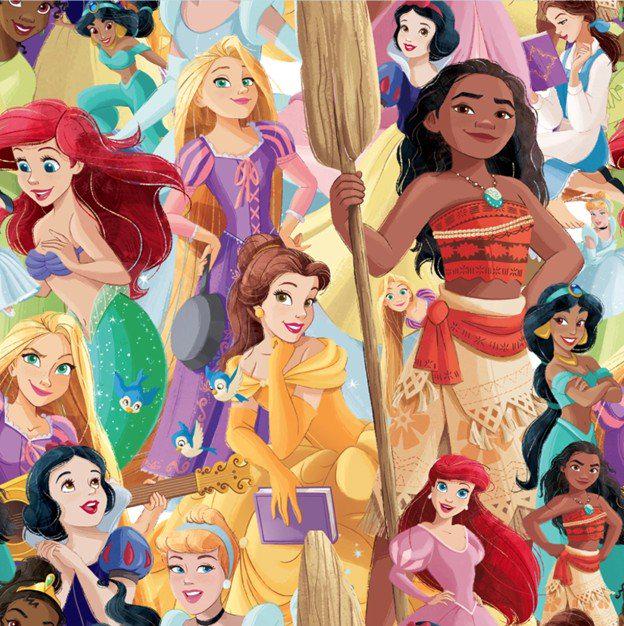 All Disney princesses and friends cotton fabric  -100% Cotton Continuous cuts  SC-Disney Princesses 80523 All Princesses Packed