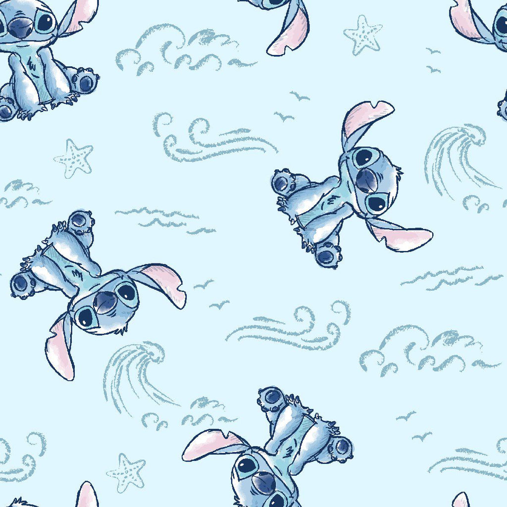 Stitch Sketch Wave Cotton fabric-100% Cotton - continuous cuts! Licensed Fabric