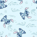 Stitch Sketch Wave Cotton fabric-100% Cotton - continuous cuts! Licensed Fabric