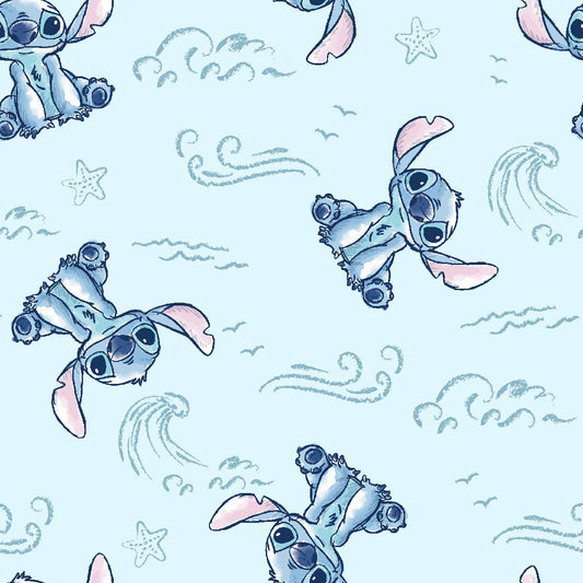 Stitch Sketch Wave Cotton fabric-100% Cotton - continuous cuts! Licensed Fabric