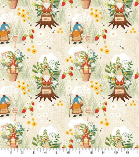 Novelty Garden Gnomes cotton fabric - 100% Cotton -SC-Novelty 2034-0097 (81388) JP Garden Gnomes