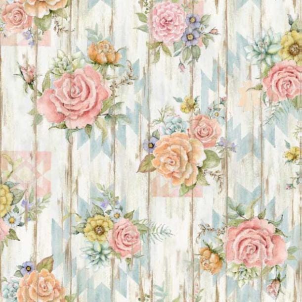 Highland Ranch by Susan Winget Designs Cotton Fabric- 100% Cotton - Fabric- continuous cuts 81424-160 (2035-0617) Blue - Country Rose