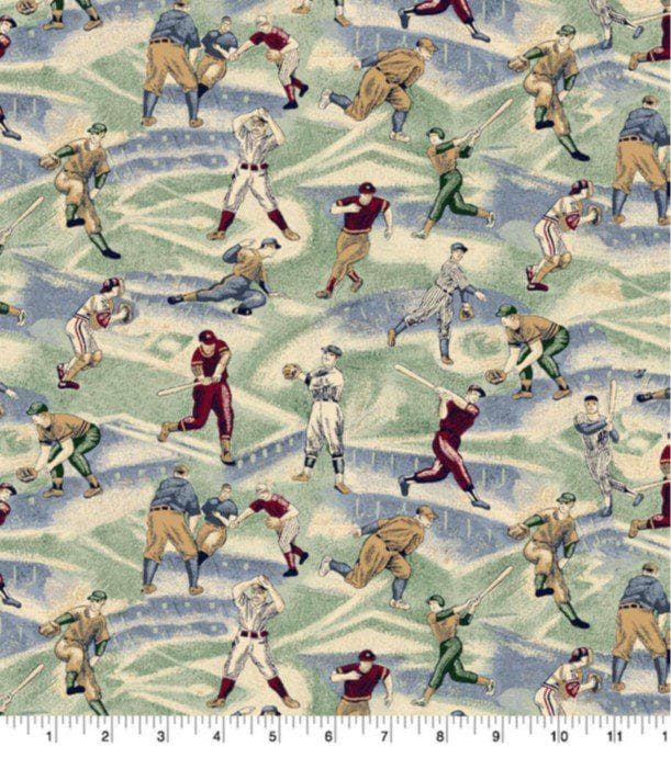 Vintage Baseball Sports Fabric -100% Cotton Baseball 81234 A62028 2034 0030 Continuous Cuts
