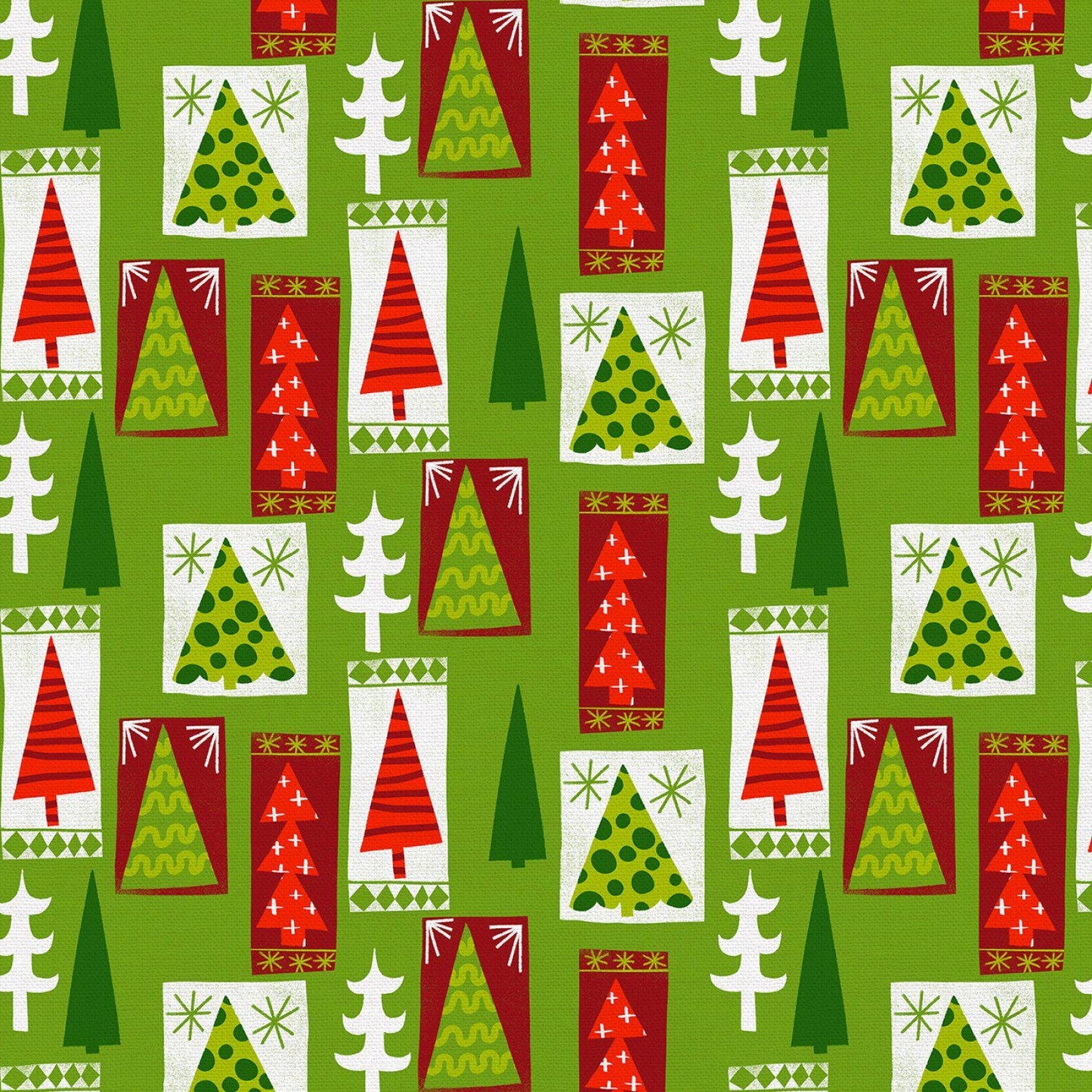 Christmas Town  Cotton Fabric - 120-24174 Green - Christmas Trees Cotton Fabric- 100% Cotton -Paintbrush Studios