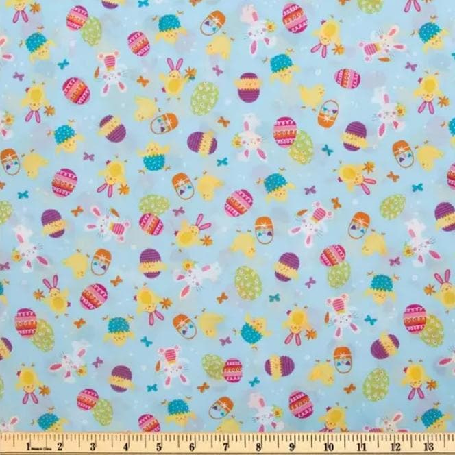 Tossed Easter Cuties Cotton Fabric  100% Cotton Continuous Cuts- Easter