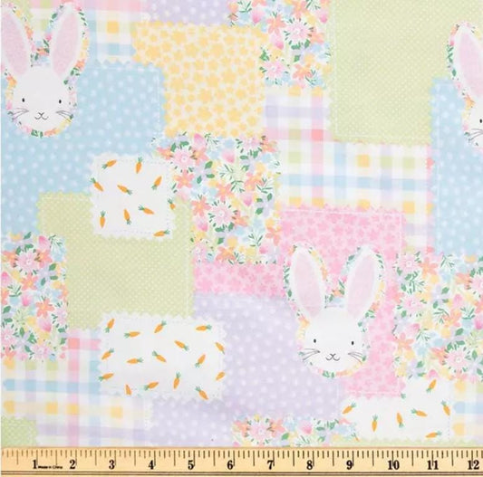 Pastel Easter Patchwork Cotton Fabric - 100% Cotton- Continuous Cuts