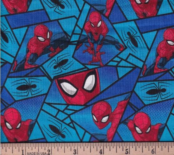 Spiderman Spiders 100% Cotton Fabric -  Continuous cuts SC-Marvel 80369-A62078 Spiderman Spiders Licensed Fabric