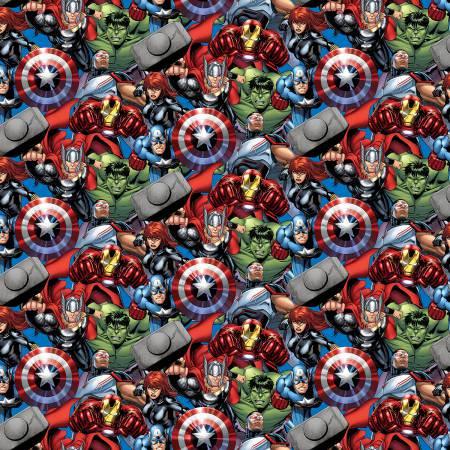 Superhero Fabric - Avengers - Iron Man - Hulk -Black Panther -Thor - Captain America - Hulk - Spider-man -Iron Man Stacked Licensed Fabric