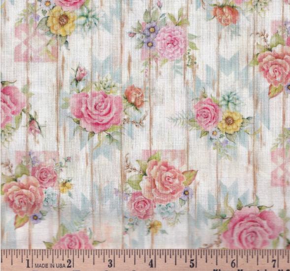Highland Ranch by Susan Winget Designs Cotton Fabric- 100% Cotton - Fabric- continuous cuts 81424-160 (2035-0617) Blue - Country Rose