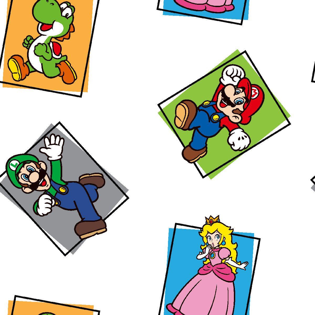 Mario Character Block Fabric - 100% Cotton Fabric - Continuous cuts - Licensed Fabric