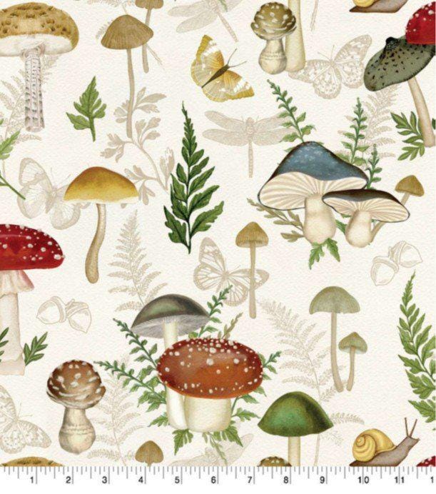 Springs Creative Mushrooms Novelty Cotton fabric- 100% Cotton - Fabric - cut to size - Forest