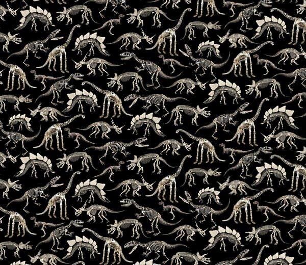 Dinosaur Skeletons Cotton Fabric -Roar Cotton Fabric Cute- roar- continuous cuts Timeless Treasures