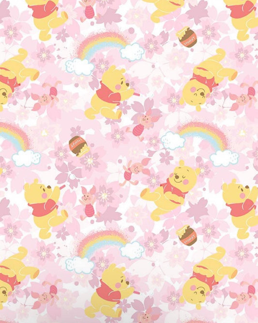 Winnie the Pooh and Piglet Fabric-100% Cotton - continuous cuts Licensed Fabric