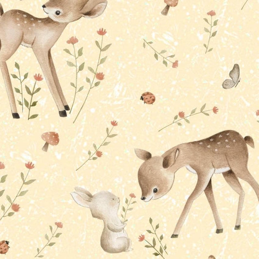 Forest Buddies Cozy Hats Woodland Wonders Cotton fabric- - 100% Cotton - Continuous cuts- Deer