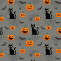 Pumpkin Prowl and Midnight Meows Fabric- Cotton Halloween Fabric - 100% Cotton - Continuous cuts