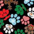 Santa Puppies Paw Print Christmas Fabric 100% Cotton- Continuous cuts