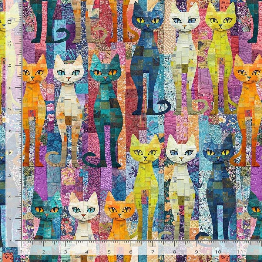 Packed Quilt Cats Cotton Fabric - 100% Cotton- Continuous Cuts -  Timeless treasures