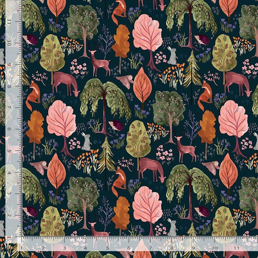 Floral Forest Dear Stella Woodland Cotton fabric- - 100% Cotton - Continuous cuts-