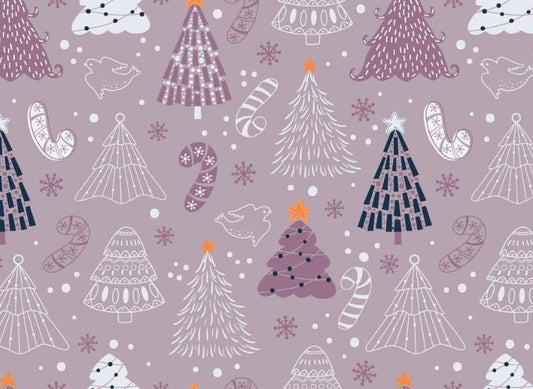 Purple Winter Holiday Cotton Fabric - 100% Cotton - Continuous cuts DA-3981008