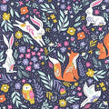 Woodland Friends Cotton fabric- blue 100% Cotton - Continuous cuts- DA-3937008
