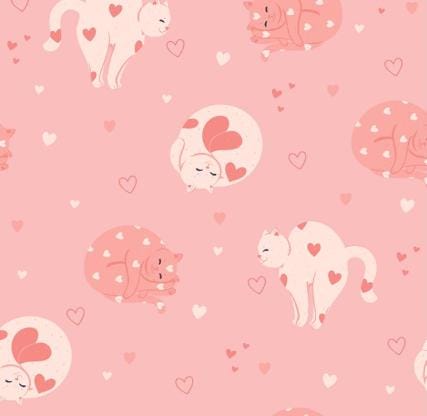 Lovely Cats Cotton Fabric - 100% Cotton- Continuous Cuts - DA-CUP068