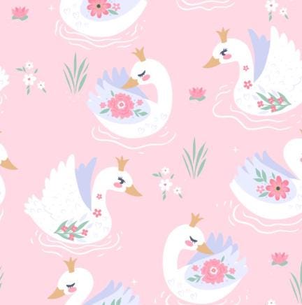 Swan Lake Cotton Fabric - 100% Cotton Continuous Cuts DA-CUP067