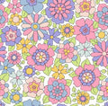 Garden Doodles Pretty Floral Cotton Fabric 100% Cotton Fabric -Continuous Cuts- Fast shipping! 09-68