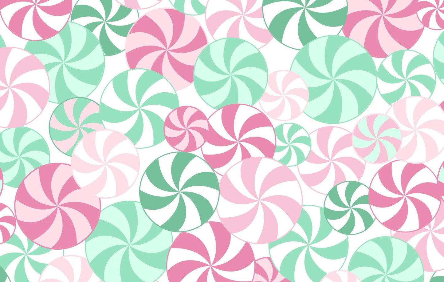 Pink Green Peppermints Wonderland Christmas Cotton fabric-   Fat Quarters - By the 1/2 Yard- 100% Cotton - Continuous Cuts
