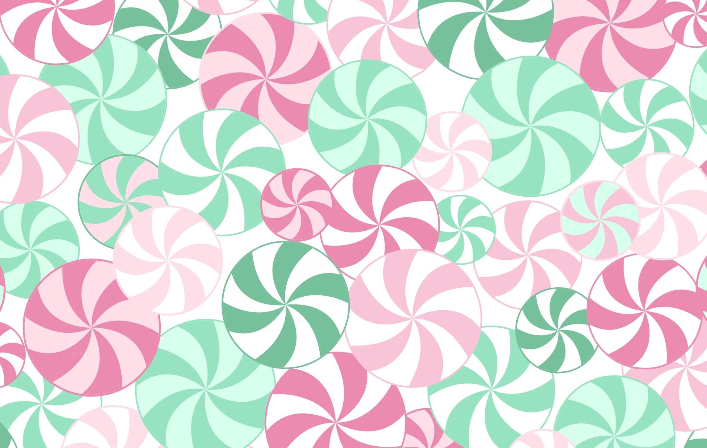 Pink Green Peppermints Wonderland Christmas Cotton fabric- Fat Quarters - By the 1/2 Yard- 100% Cotton - Continuous Cuts