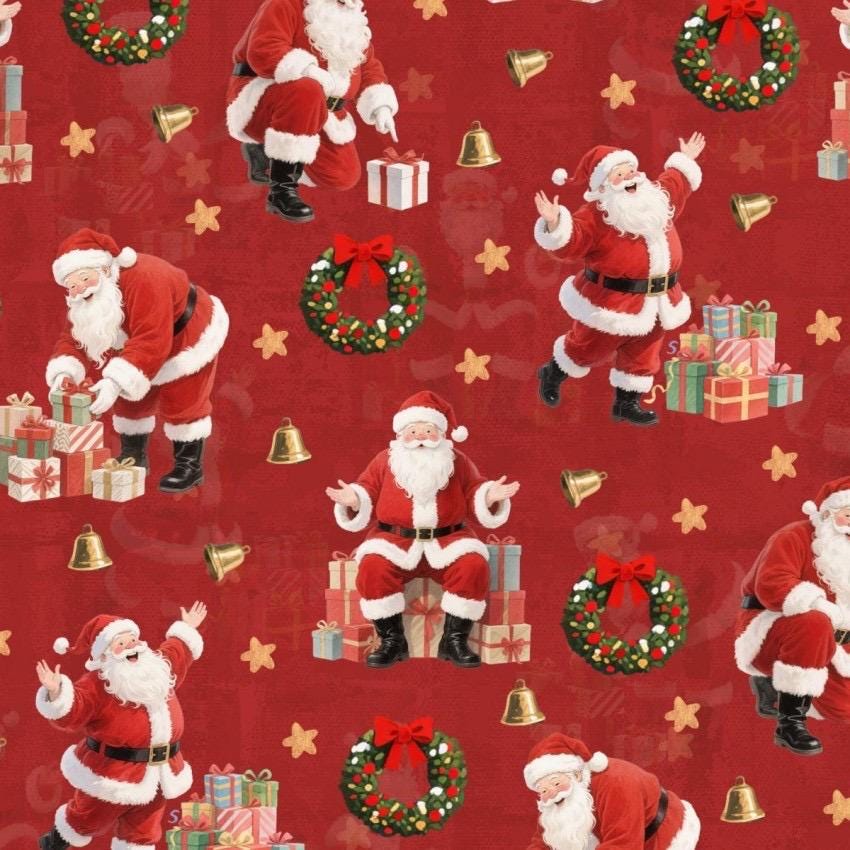 Santa’s Cozy Countdown Christmas Cotton Fabric -- 100% Cotton-by the 1/2 yard continuous cuts