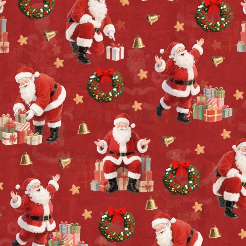 Santa’s Cozy Countdown Christmas Cotton Fabric -- 100% Cotton-by the 1/2 yard continuous cuts