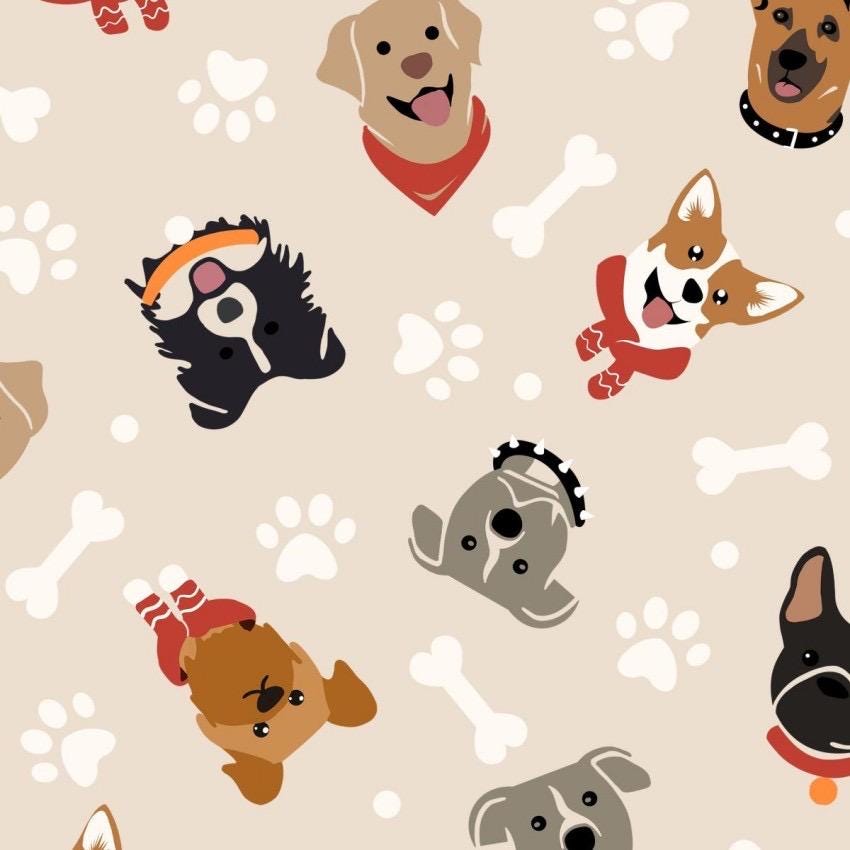Puppy Faces Fetch Smiles 100% Cotton fabric - Continuous cuts-